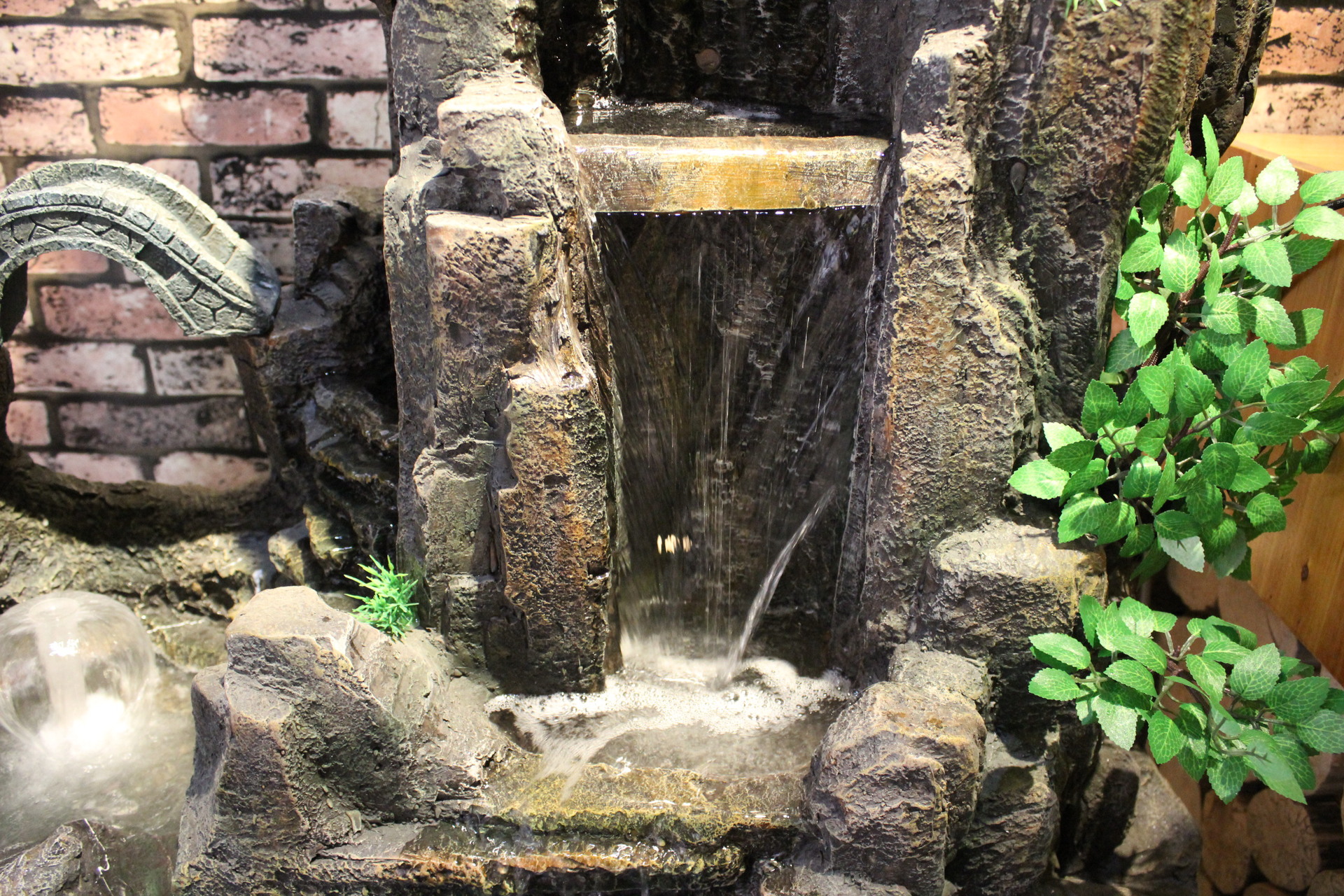 新款大型假山流水摆件 展厅别墅花园摆件yf-041高山瀑布风水球