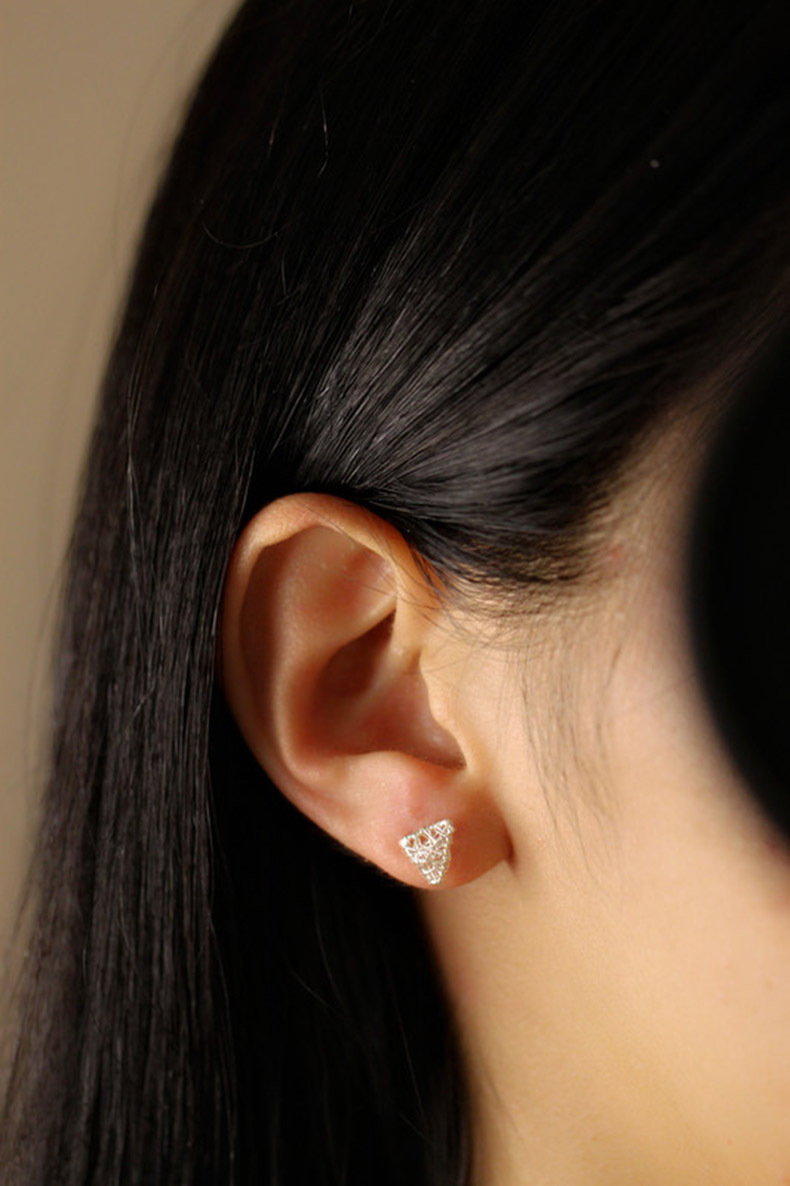 韩国几何图案素银绕丝耳钉文艺小清新耳饰 s925纯银耳钉女 包邮