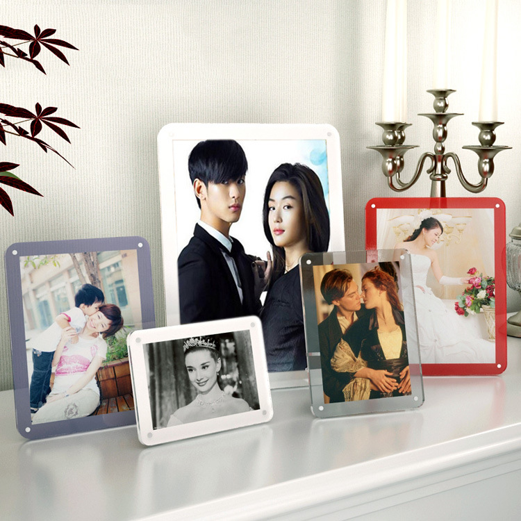 厂家定制透明高档亚克力彩色相框 批发7寸影楼儿童水晶创意摆台