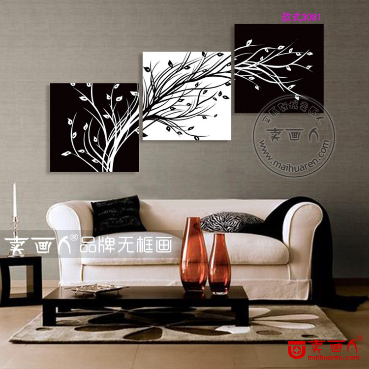 卖画人三联画 客厅卧室欧式壁画 室内新潮装修装饰品 斜款