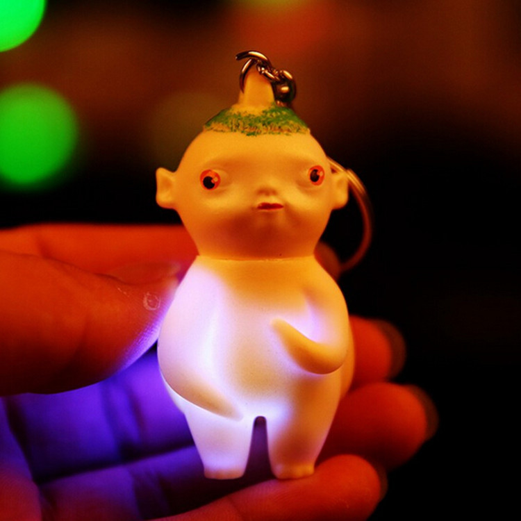 新款促销 捉妖记同款胡巴双色发光钥匙扣 创意小妖王硅胶钥匙挂件