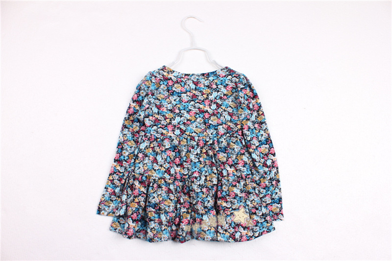 长袖2015春新款女童碎花蝴蝶结t恤上衣外贸童装批发 春天的花衣裳哦