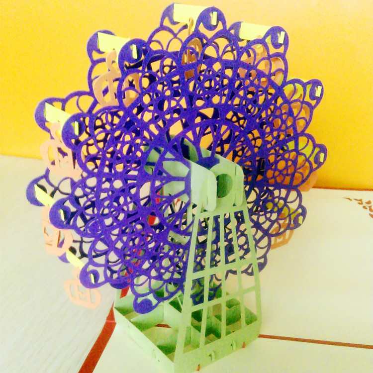 摩天轮立体贺卡纸雕镂空礼品礼物卡片厂家直销批发定做加工