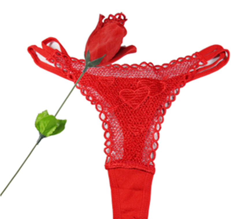 女式情趣内裤 大红色喜庆玫瑰花内裤 创意情人节礼品