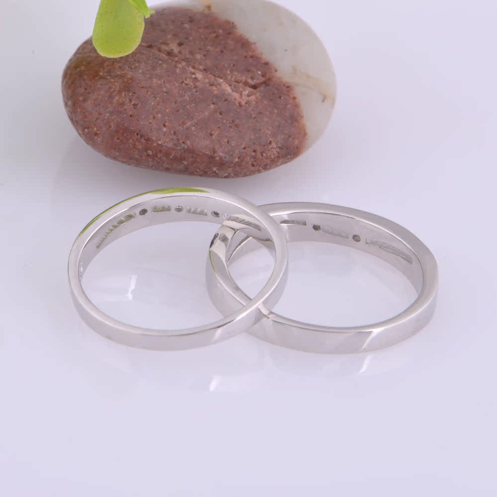 天长地久s925银饰指环不离不弃闪钻款情侣对戒批发