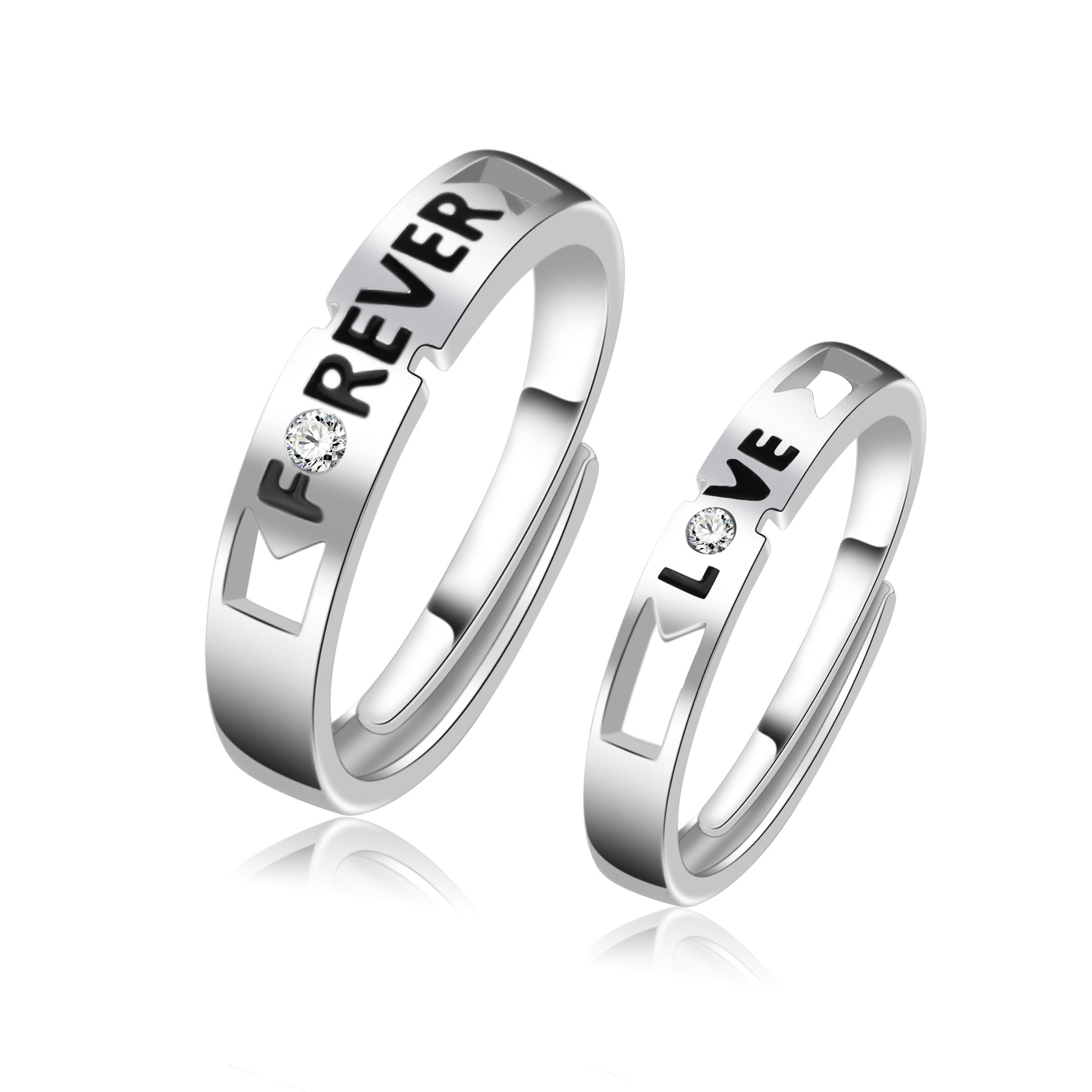 925纯银永远爱情侣饰品 新款love forever戒指批发对戒情人节礼物