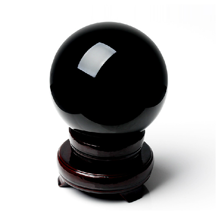 厂家供应人造k9料3—15cm黑色水晶球 招财镇宅办公摆件 一个起批