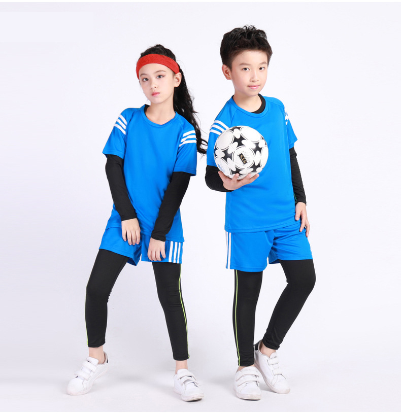 足球运动套装儿童秋冬季长袖加绒紧身衣训练服小学生足球队服定制